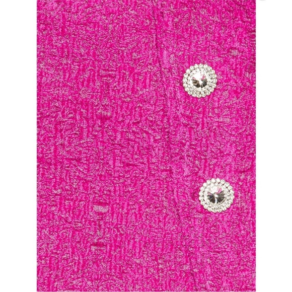 Vibrant Magenta Pink 2pc Matching Cropped Blazer and Skirt Set - Picture 4 of 6